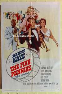 b677 FIVE PENNIES one-sheet movie poster '59 Danny Kaye, Louis Armstrong