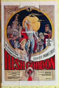 b681 FLESH GORDON one-sheet movie poster '74 sexploitation sci-fi spoof!