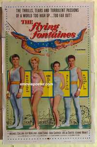 b683 FLYING FONTAINES one-sheet movie poster '59 Michael Callan, trapeze!
