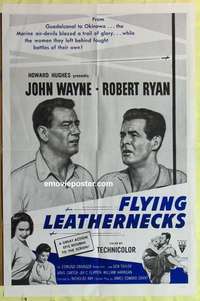 b685 FLYING LEATHERNECKS military one-sheet movie poster R60s John Wayne, Ryan