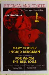 b690 FOR WHOM THE BELL TOLLS one-sheet movie poster R57 Gary Cooper, Bergman