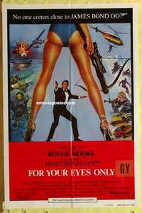 b693 FOR YOUR EYES ONLY int'l one-sheet movie poster '81 Moore as James Bond!