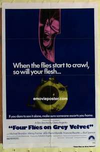 b699 FOUR FLIES ON GREY VELVET one-sheet movie poster '72 Dario Argento