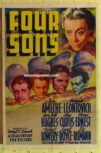 b700 FOUR SONS one-sheet movie poster '40 Don Ameche, Archie Mayo