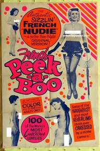 b713 FRENCH PEEK-A-BOO one-sheet movie poster '54 sexy strip-tease girls!