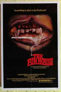 b730 FUNHOUSE #2 one-sheet movie poster '81 Tobe Hooper, teeth style!