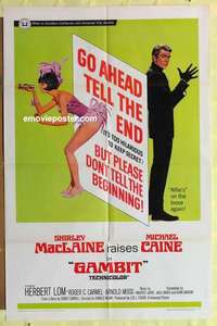b739 GAMBIT one-sheet movie poster '67 Shirley MacLaine, Michael Caine