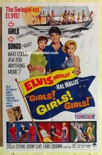 b762 GIRLS GIRLS GIRLS one-sheet movie poster '62 Elvis Presley, Stevens