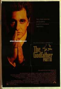 b773 GODFATHER 3 one-sheet movie poster '90 Al Pacino praying, Coppola