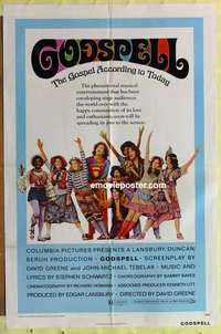 b775 GODSPELL one-sheet movie poster '73 classic religious musical!