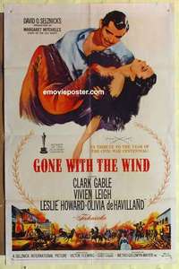 b782 GONE WITH THE WIND one-sheet movie poster R61 Clark Gable, Leigh