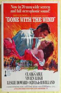b783 GONE WITH THE WIND one-sheet movie poster R67 Clark Gable, Leigh