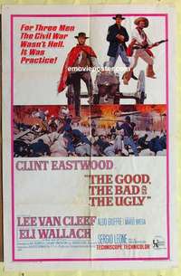b788 GOOD, THE BAD & THE UGLY one-sheet movie poster '68 Clint Eastwood