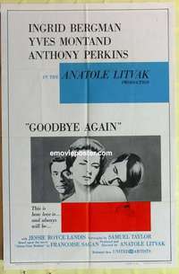 b790 GOODBYE AGAIN one-sheet movie poster '61 Ingrid Bergman, Montand