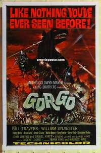 b795 GORGO one-sheet movie poster '61 great giant monster horror image!