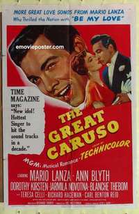 b804 GREAT CARUSO one-sheet movie poster '51 Mario Lanza, Ann Blyth