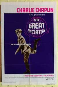 b806 GREAT DICTATOR one-sheet movie poster R72 Charlie Chaplin in uniform!