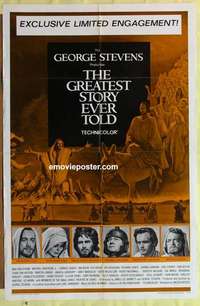 b812 GREATEST STORY EVER TOLD one-sheet movie poster '65 George Stevens