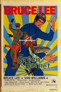 b815 GREEN HORNET red title style one-sheet movie poster '74 Bruce Lee
