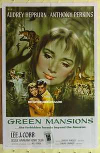 b817 GREEN MANSIONS one-sheet movie poster '59 Audrey Hepburn, Perkins