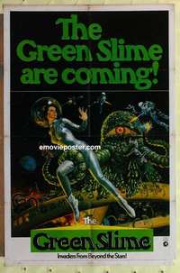 b818 GREEN SLIME one-sheet movie poster '69 classic cheesy sci-fi movie!