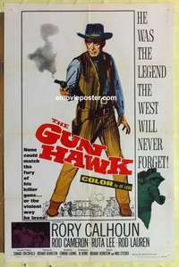 b825 GUN HAWK one-sheet movie poster '63 Rory Calhoun with smoking gun!