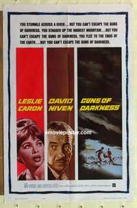 b828 GUNS OF DARKNESS one-sheet movie poster '62 Leslie Caron, Niven