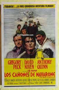 b830 GUNS OF NAVARONE Spanish/U.S. one-sheet movie poster '61 Peck, Niven, Quinn