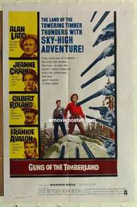 b832 GUNS OF THE TIMBERLAND one-sheet movie poster '60 Ladd, Jeanne Crain