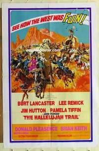 b834 HALLELUJAH TRAIL one-sheet movie poster '65 Burt Lancaster, Remick