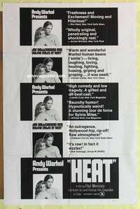 b856 HEAT one-sheet movie poster '72 Andy Warhol, reviews style!