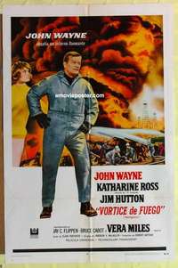 b862 HELLFIGHTERS Spanish/U.S. one-sheet movie poster '69 John Wayne, Ross