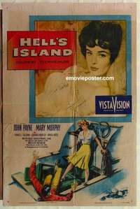 b864 HELL'S ISLAND one-sheet movie poster '55 sexy Mary Murphy!