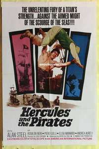 b867 HERCULES & THE PIRATES one-sheet movie poster '64 Alan Steel, Italian!