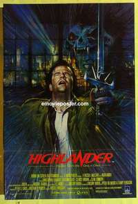 b874 HIGHLANDER English one-sheet movie poster '86 Sean Connery, Chris Lambert