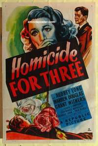 b883 HOMICIDE FOR THREE one-sheet movie poster '48 Long, circus muder!