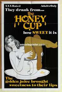 b884 HONEY CUP one-sheet movie poster '77 super sexy girl-in-cup artwork!