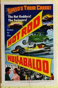 b899 HOT ROD HULLABALOO one-sheet movie poster '66 speed's their creed!