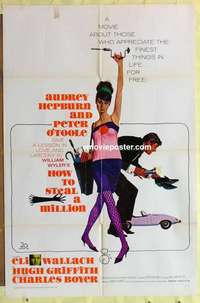 b909 HOW TO STEAL A MILLION one-sheet movie poster '66 Audrey Hepburn