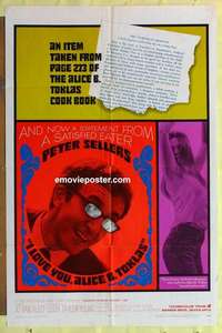 b922 I LOVE YOU ALICE B TOKLAS one-sheet movie poster '68 Sellers, drugs!
