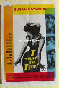 b926 I WANT TO LIVE one-sheet movie poster '58 Hayward as Barbara Graham!