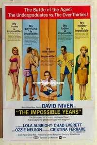 b936 IMPOSSIBLE YEARS one-sheet movie poster '68 David Niven, Ferrare