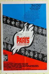 b969 IS PARIS BURNING one-sheet movie poster '66 WWII all-star cast!