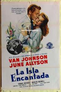 b871 HIGH BARBAREE Spanish/U.S. one-sheet movie poster '47 June Allyson, Johnson