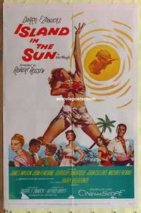 b971 ISLAND IN THE SUN one-sheet movie poster '57 James Mason, Fontaine