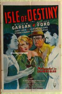 b975 ISLE OF DESTINY one-sheet movie poster '40 William Gargan, Ford