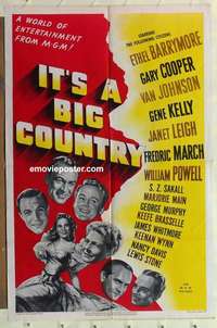 b979 IT'S A BIG COUNTRY one-sheet movie poster '51 Gary Cooper, all-stars!