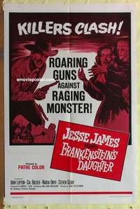 b997 JESSE JAMES MEETS FRANKENSTEIN'S DAUGHTER one-sheet movie poster '65