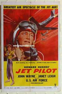 b999 JET PILOT one-sheet movie poster '57 John Wayne, Howard Hughes