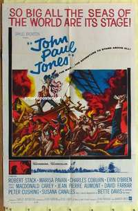 c003 JOHN PAUL JONES one-sheet movie poster '59 Robert Stack, military bio!